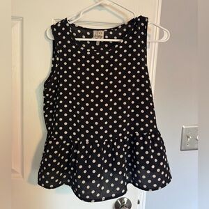 Como Vintage Top - Black and White Polka Dots
